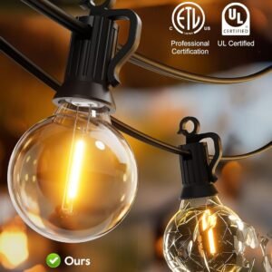 Brightown 50FT Outdoor String Lights – G40 LED Globe Patio Lights, Waterproof & Dimmable