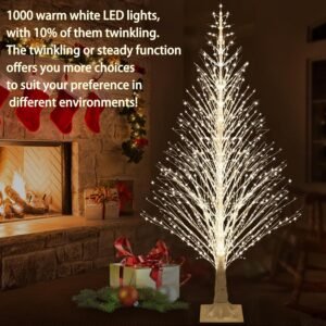 7FT Lighted Birch Tree – 1000 LED Warm White Twinkle Lights for Indoor & Outdoor Décor 4 gfggf666