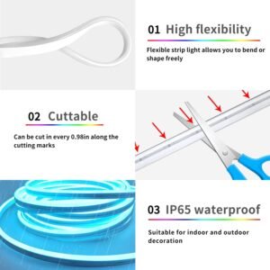 32.8ft RGB LED Neon Lights – APP & Remote Control, Waterproof 4 led7