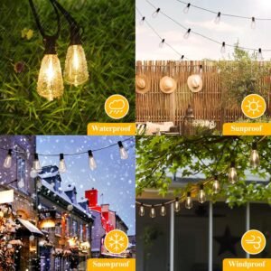 Brightever 100FT LED Outdoor String Lights – Waterproof Dimmable Edison Bulbs for Patio, Garden, Porch & Backyard 5 light 5