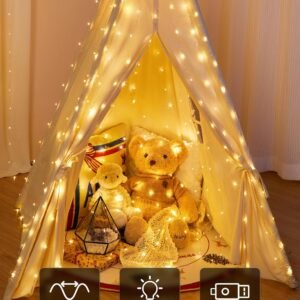 Brightown 300 LED Fairy Curtain Lights – Warm White USB String Lights with Remote 4 light2