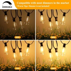 Brightever 100FT LED Outdoor String Lights – Waterproof Dimmable Edison Bulbs for Patio, Garden, Porch & Backyard 2 light4