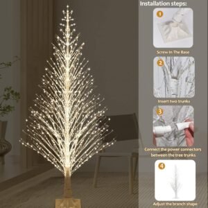 7FT Lighted Birch Tree – 1000 LED Warm White Twinkle Lights for Indoor & Outdoor Décor 5 rgsgr45543