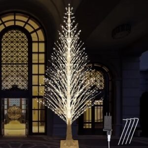 7FT Lighted Birch Tree – 1000 LED Warm White Twinkle Lights for Indoor & Outdoor Décor