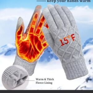 REACH STAR 2 Pairs Women’s Winter Gloves, Touchscreen Warm Knit Gloves
