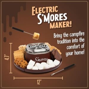 Nostalgia Indoor Electric S’mores Maker with Roasting Sticks & Trays, Brown 4 4432412er14