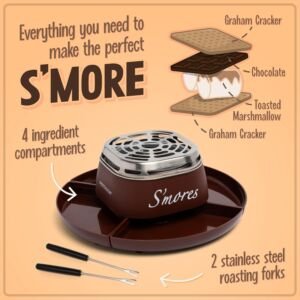 Nostalgia Indoor Electric S’mores Maker with Roasting Sticks & Trays, Brown 2 4432412er155