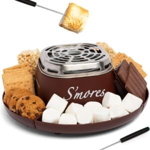 Nostalgia Indoor Electric S’mores Maker with Roasting Sticks & Trays, Brown
