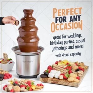 Electric Chocolate Fondue Fountain | 4-Tier Nostalgia Stainless Steel Machine
