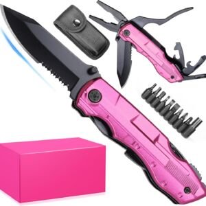 Pink Multitool Knife Stocking Stuffer Gift for Women, Wife, Mom, Sister