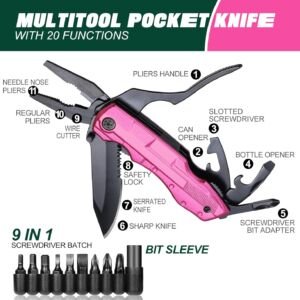 Pink Multitool Knife Stocking Stuffer Gift for Women, Wife, Mom, Sister 2 f25rtf3