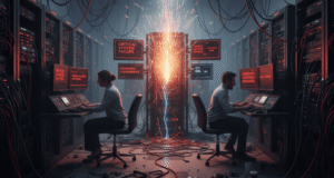 Amazon Web Services infrastructure, essential to cloud computing, impacted by AI bot issues.