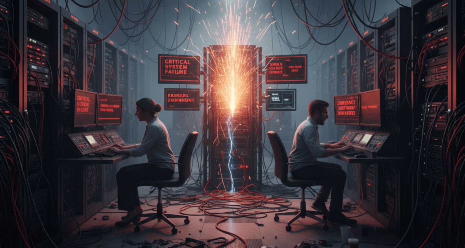 Amazon Web Services infrastructure, essential to cloud computing, impacted by AI bot issues.