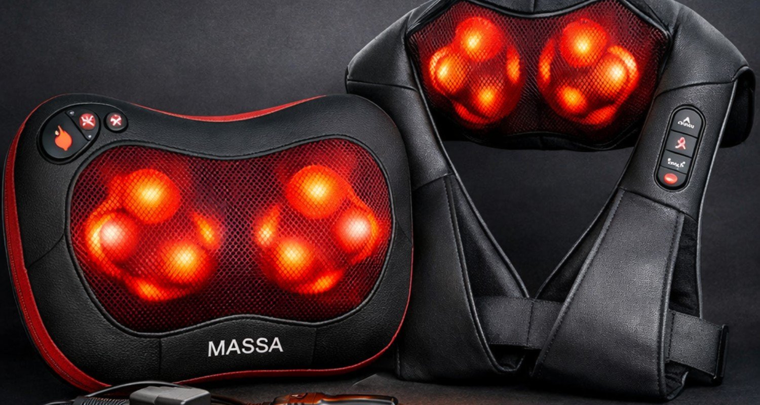 Nekteck Electric Neck, Shoulder and Back Massager Soothing Heat Therapy. center image