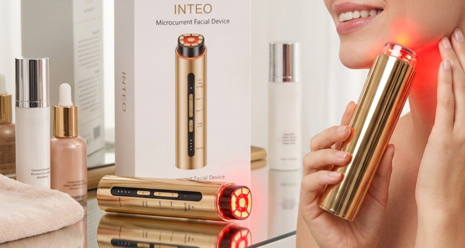 INTEO Microcurrent Facial Device Review:3 Modes Red Light Therapy Face & Neck Massager for Lifted Glowing Skin. center image
